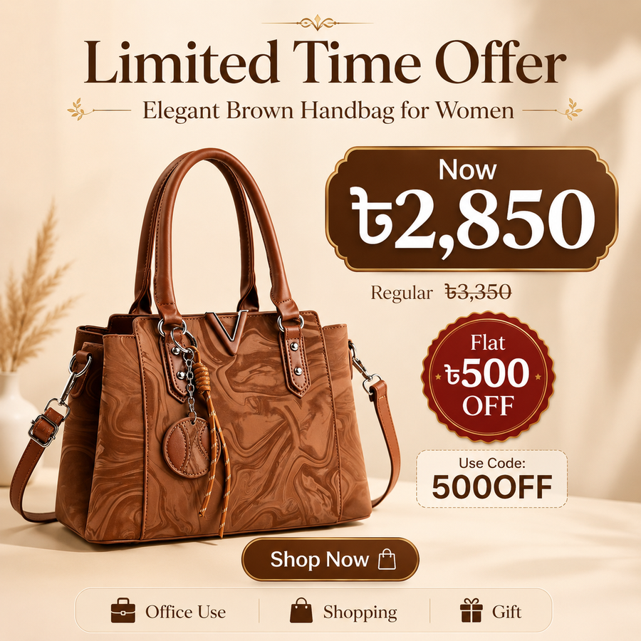 Elegant Brown Glossy Handbag for Women – Premium Shoulder Bag
